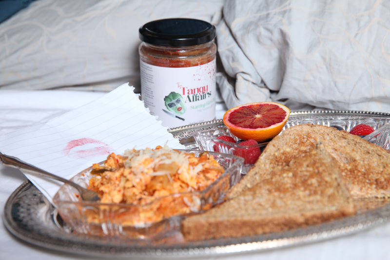 What do you eat with kimchi — kimchi with eggs and toast for a complete breakfast, handmade in London by Tangy Affairs