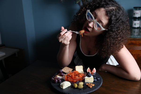 What do you eat kimchi with — founder Leonora serving authentic kimchi on a charcuterie board, handmade in London
